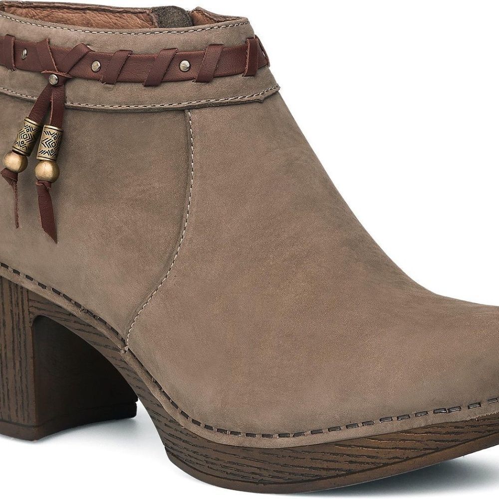 Dansko Dabney Taupe‎ Grey Milled Nubuck Booties Sz 42/US 11.5-12